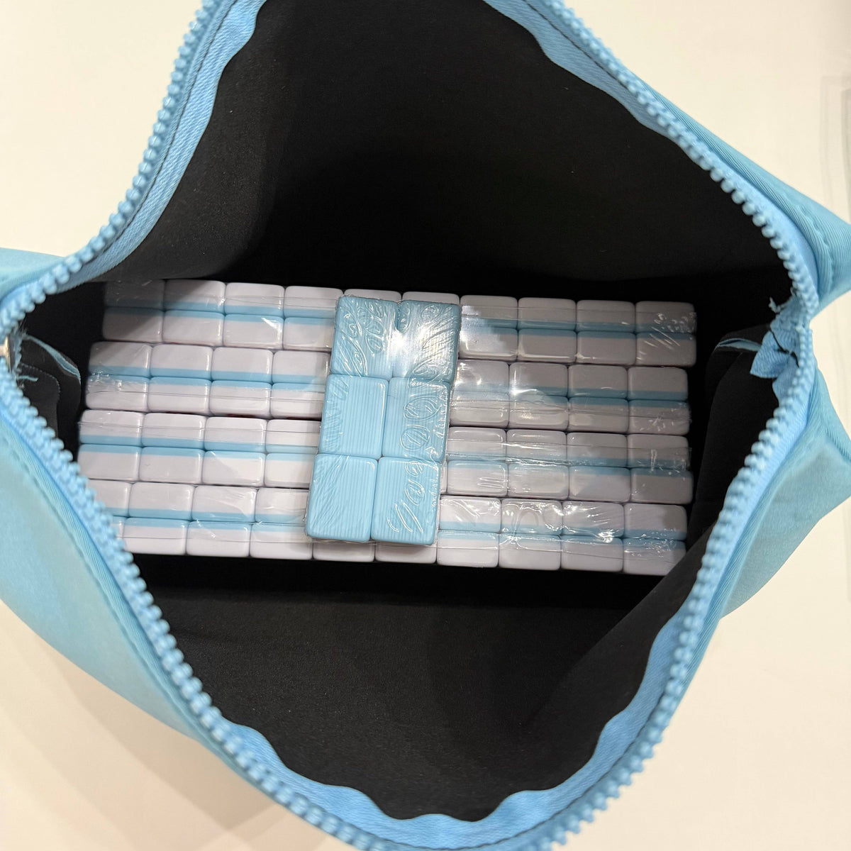 American Mahjong Set 166 Tiles Bundle - Green Bag Blue Mat 2-color blue tiles