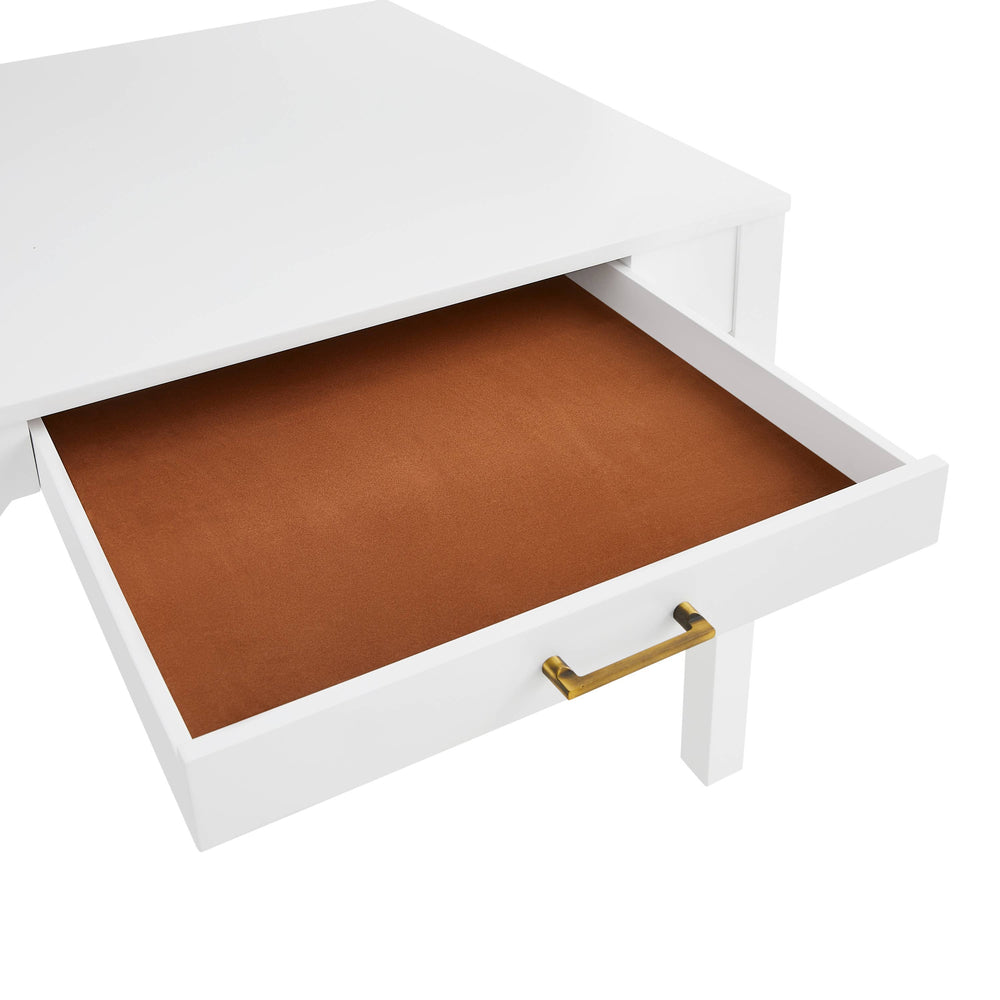 Annadale White Dining or Mahjong Table with Storage Drawer