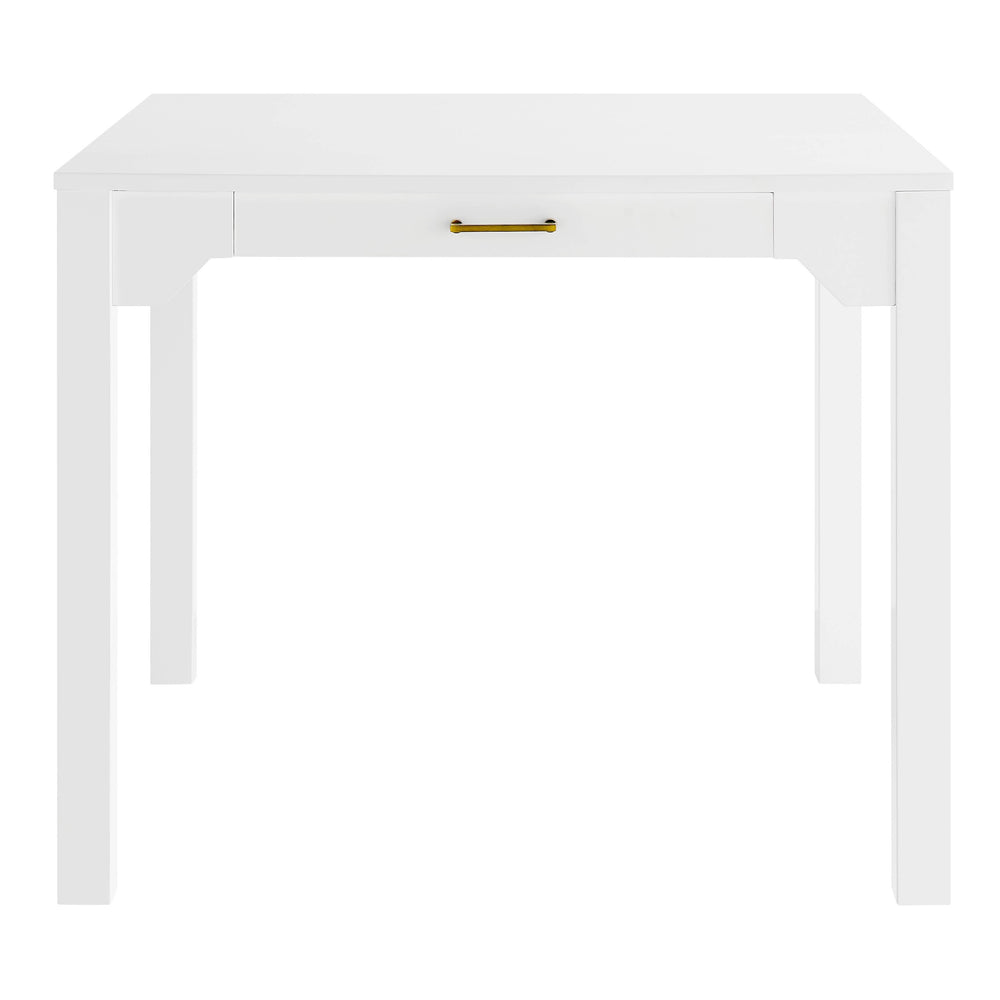 Annadale White Dining or Mahjong Table with Storage Drawer