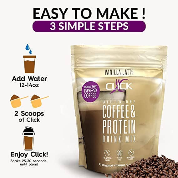 CLICK Coffee Protein Powder Meal Replacement, Vanilla Latte