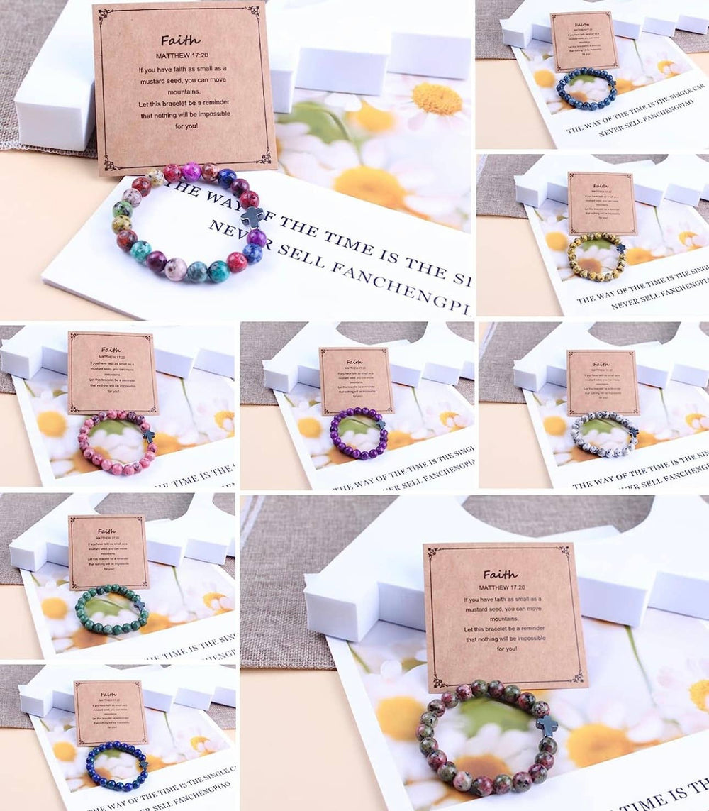 Gorgeous Faith beaded charm bracelets pack of 12 - The Floratory