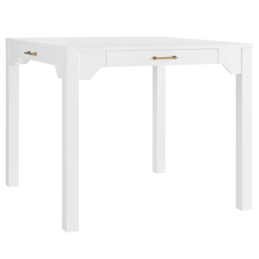 Annadale White Dining or Mahjong Table with Storage Drawer