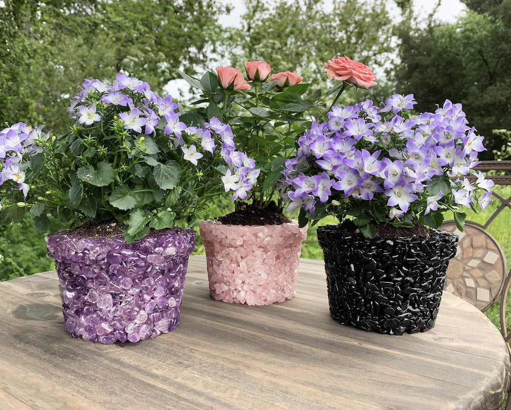 Crystal Tumbled Stone Flower Pot - Size #5 (TUM-POT5)
