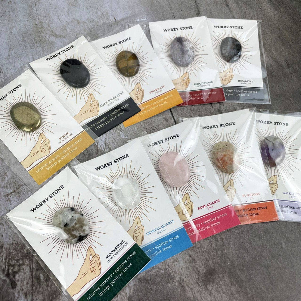 Crystal Worry Stone on Card in Protective Sleeve
