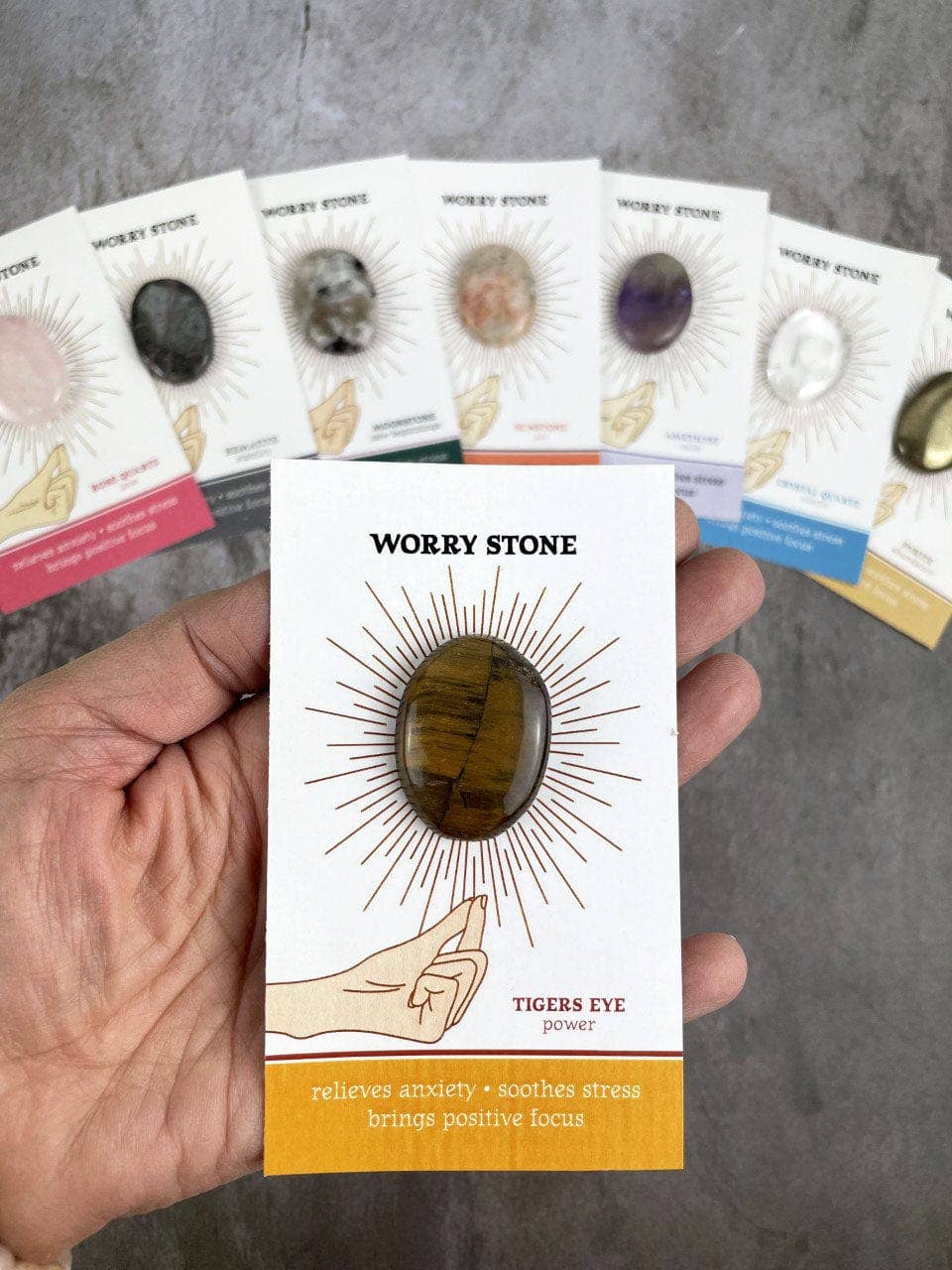 Crystal Worry Stone on Card in Protective Sleeve