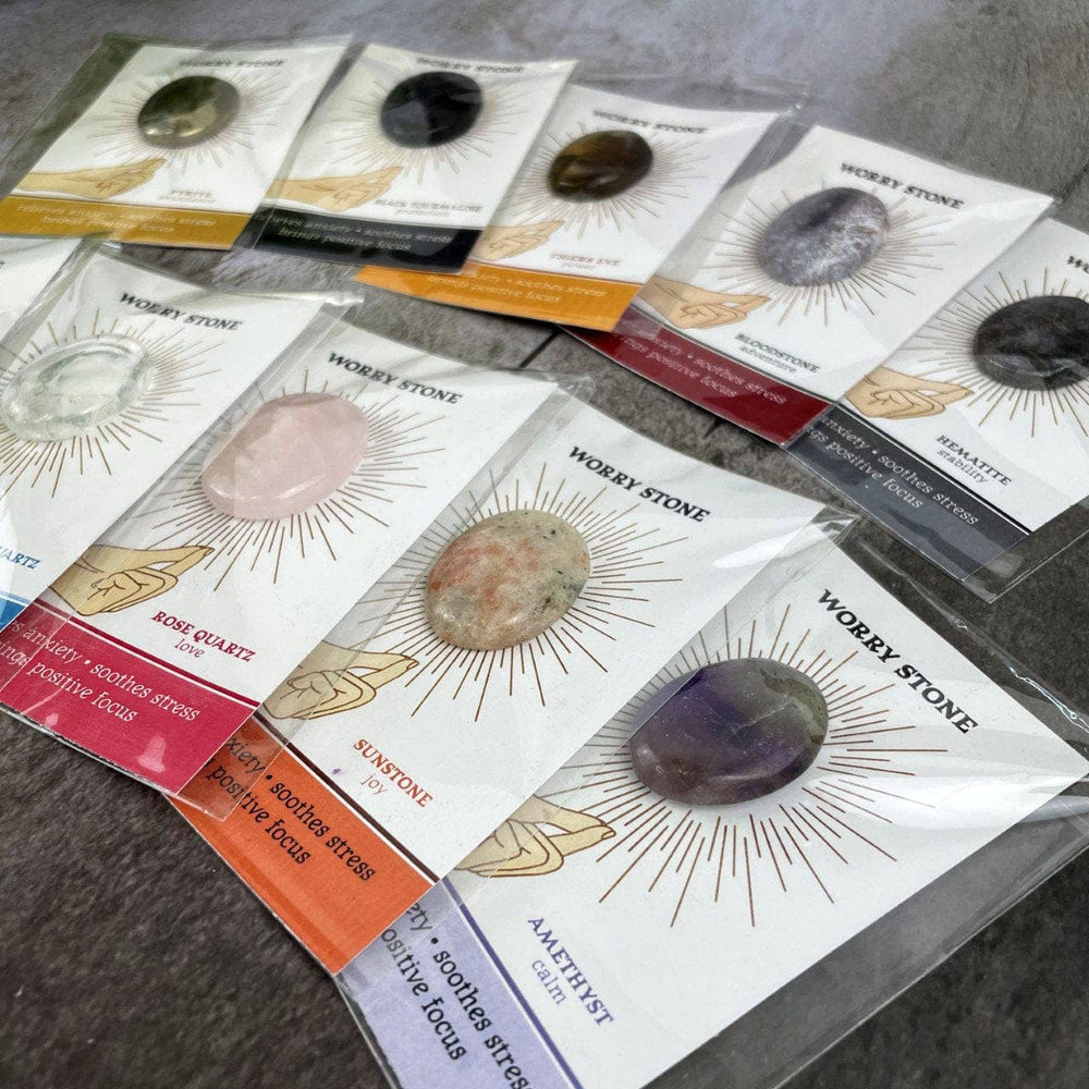 Crystal Worry Stone on Card in Protective Sleeve