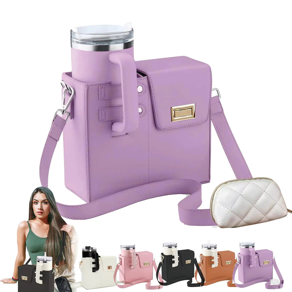 ZETOREL Stanley Purse Cup Holder Tumbler Purse Water Bottle Purse for Women Purse with Water Bottle Pocket