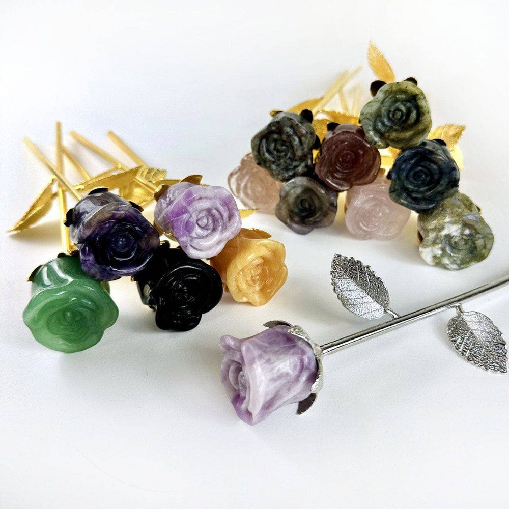 Crystal Rose - Carved Stone -