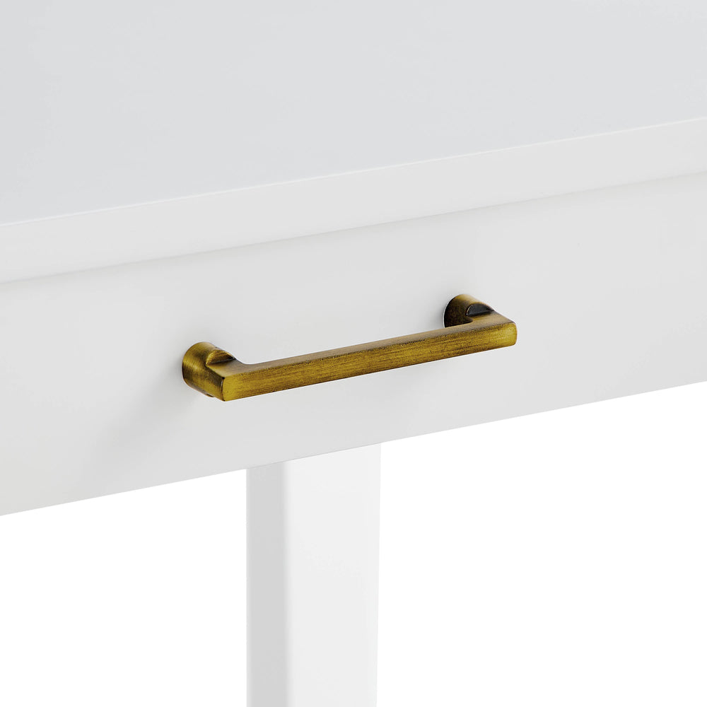 Annadale White Dining or Mahjong Table with Storage Drawer