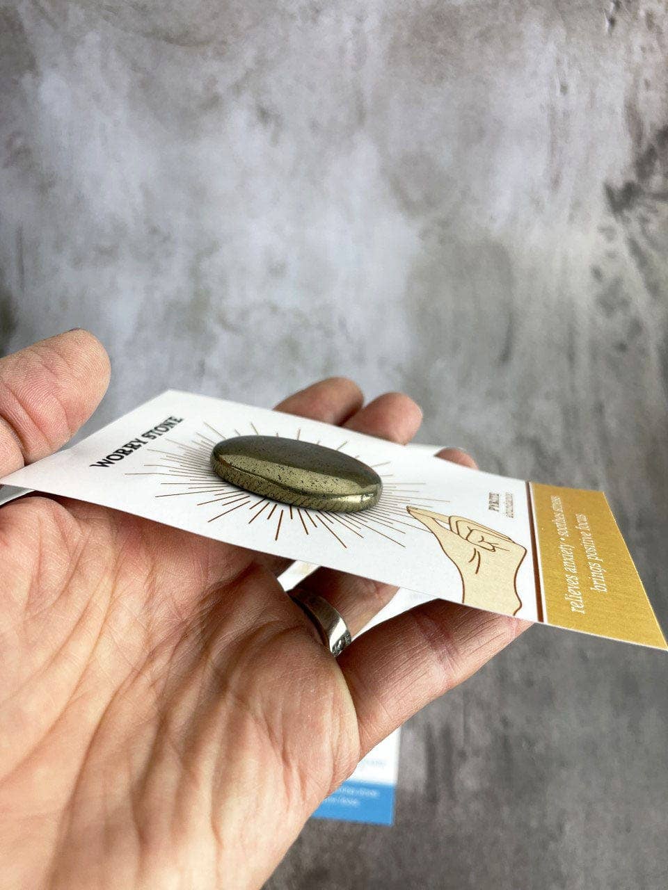 Crystal Worry Stone on Card in Protective Sleeve