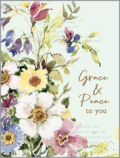 With Scripture Sympathy Greeting Card - Yellow/purple flower