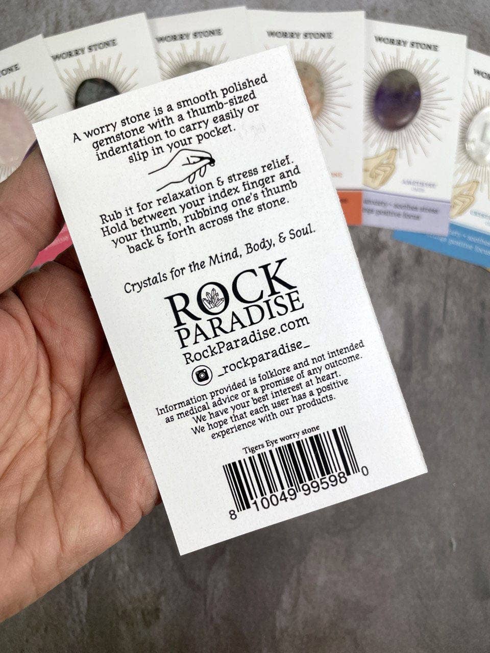 Crystal Worry Stone on Card in Protective Sleeve