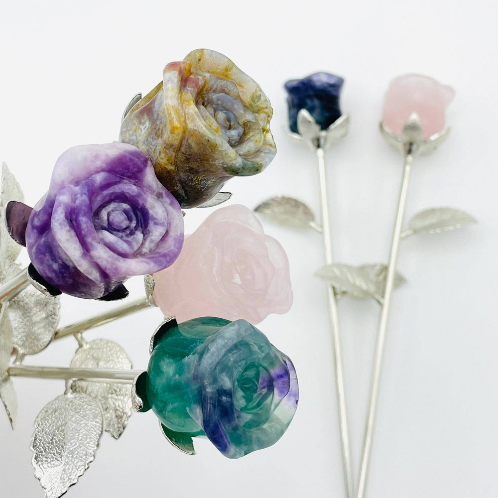 Crystal Rose - Carved Stone -
