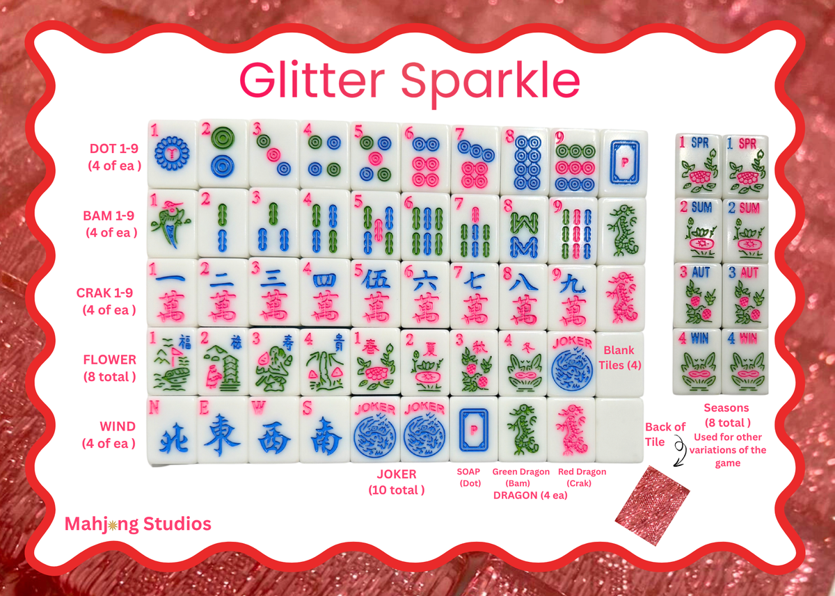 Glitter Sparkle - Mahjong Tiles – American Mahjong Tile Set (166 Tiles) Pin