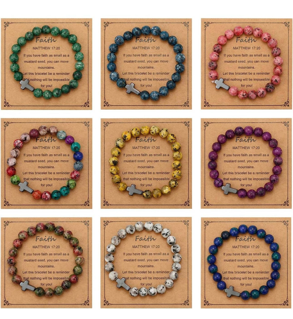Gorgeous Faith beaded charm bracelets pack of 12 - The Floratory