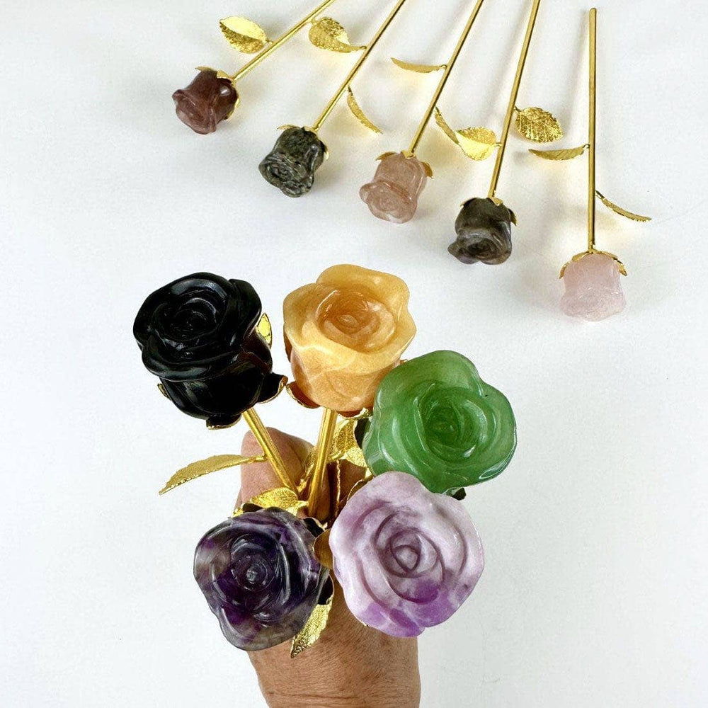 Crystal Rose - Carved Stone -