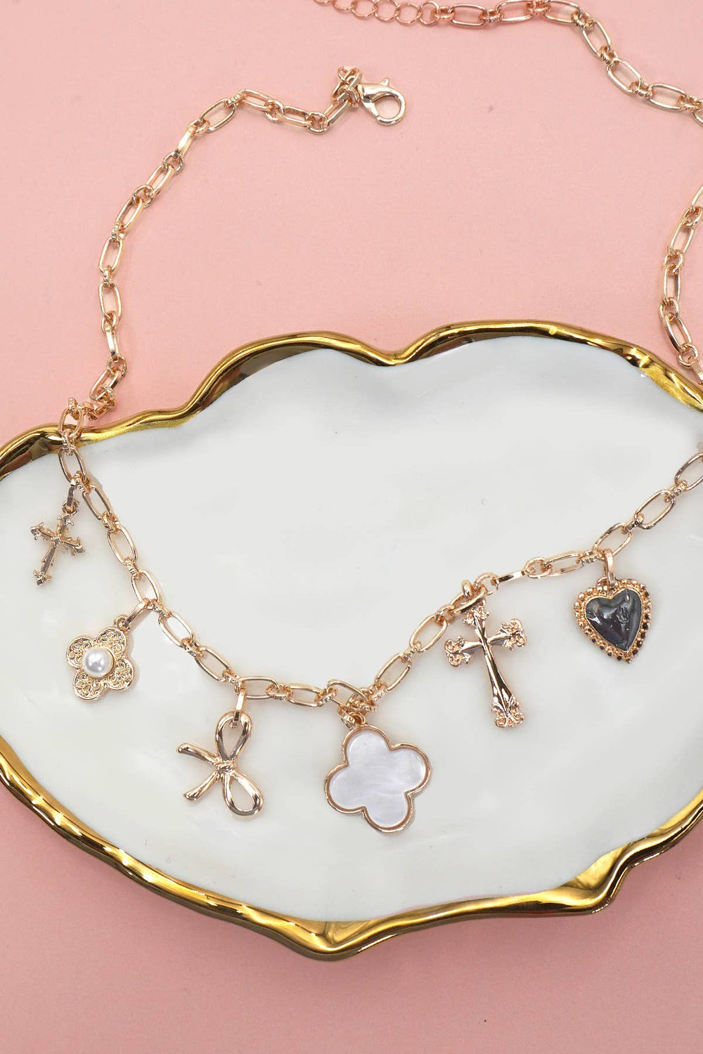 CHARM NECKLACE-CLOVER BOW CROSS HEART FLOWER | 80N91988