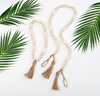 Multi Size Wood Beaded Garland with Tassel - The Floratory