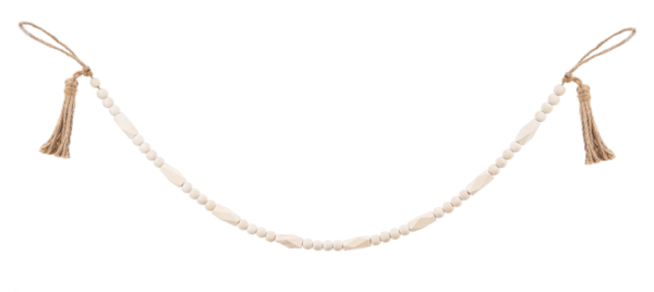 Multi Size Wood Beaded Garland with Tassel - The Floratory