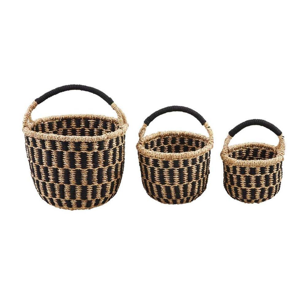 Black/Natural Checked Basket Set - The Floratory